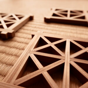 Kumiko frost crystal wood coaster