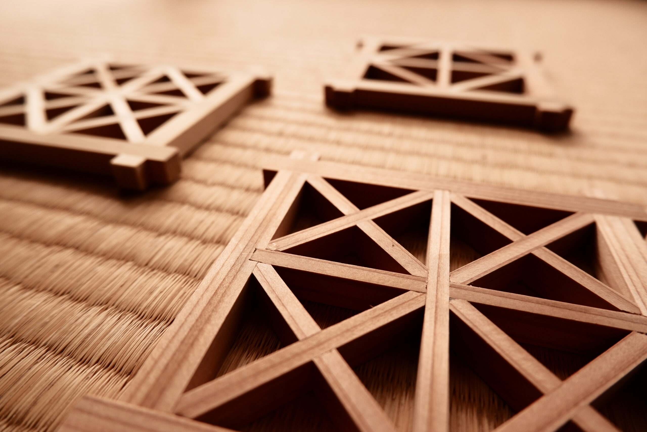 Kumiko frost crystal wood coaster