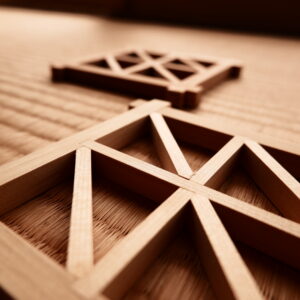 Kumiko rain-line wood coaster