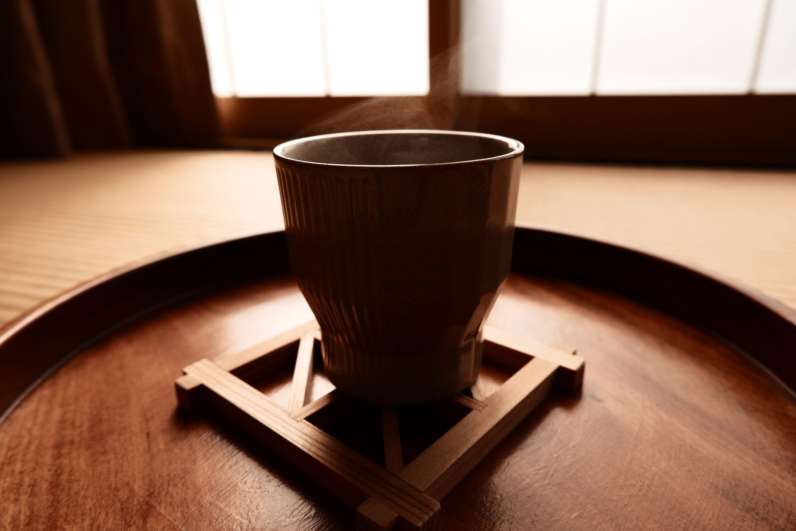 Kumiko rain-line wood coaster - Image 2