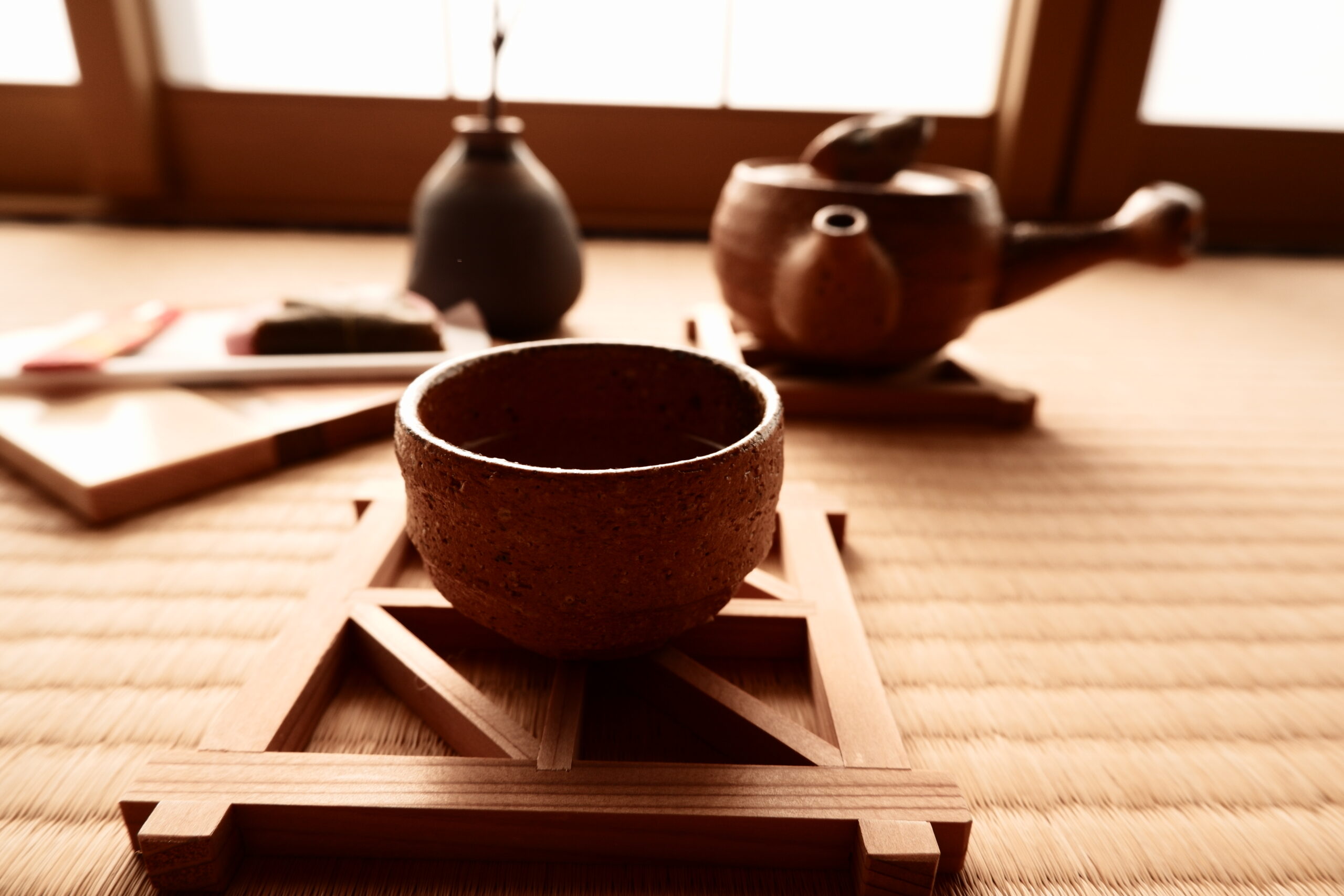 Kumiko rain-line wood coaster - Image 4